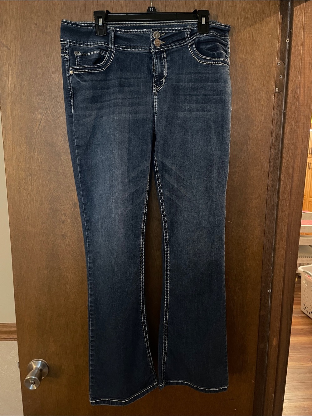Wallflower Dark Blue Boot Cut Jeans with Contrast Stitching